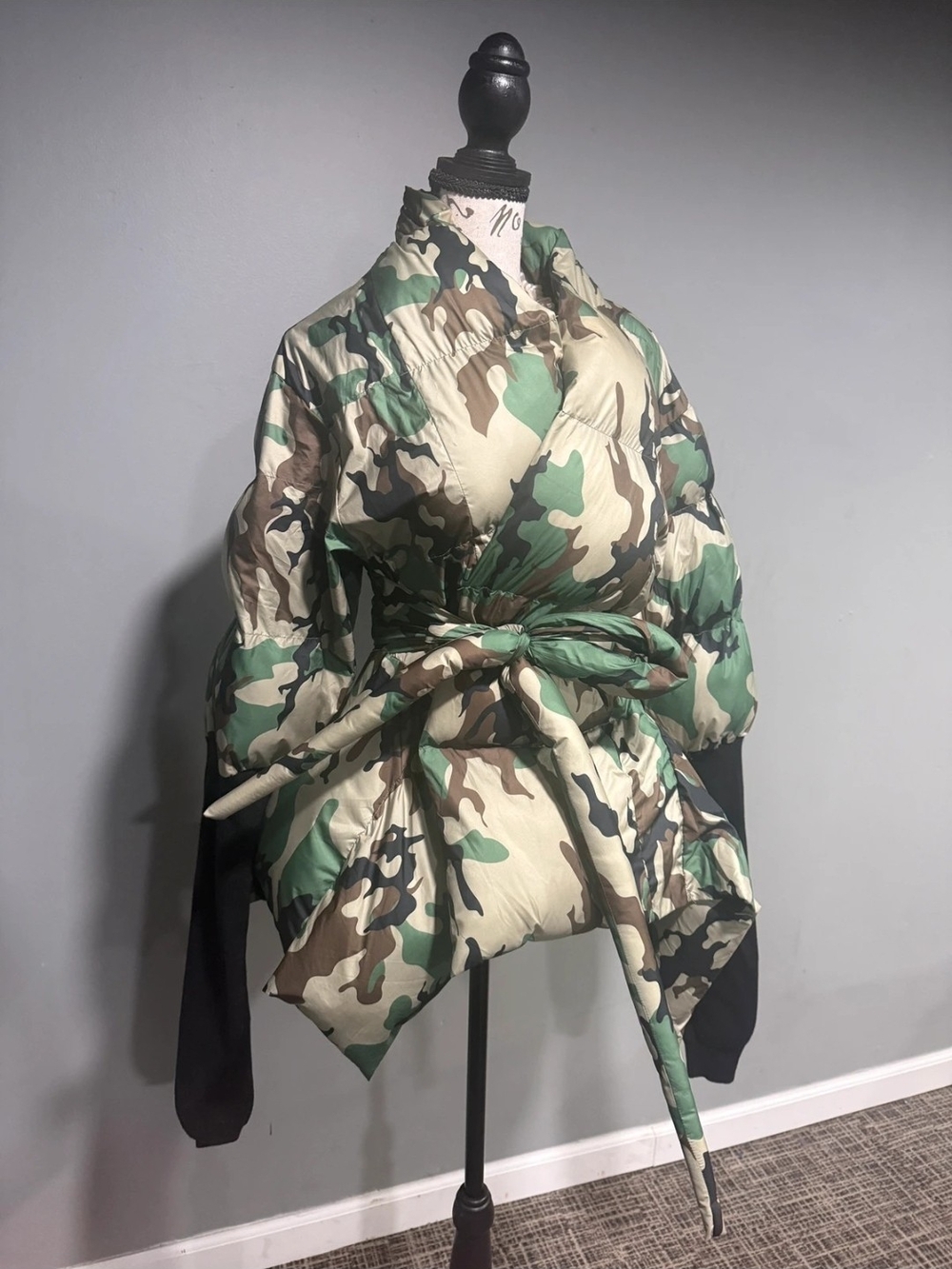 AKIRA Green Camo Wrap Puffer Jacket